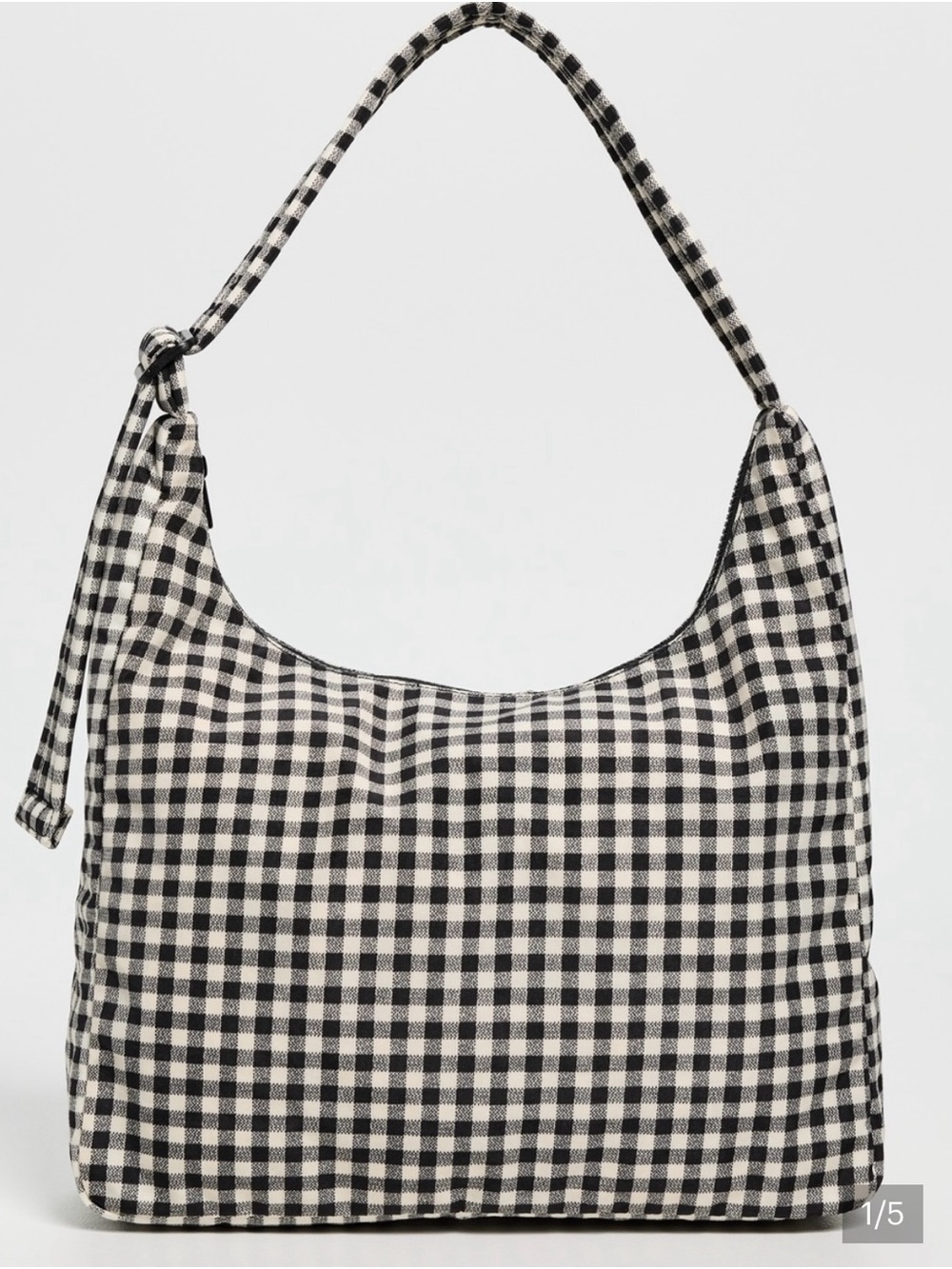 BAGGU Black and White Gingham Shoulder Bag